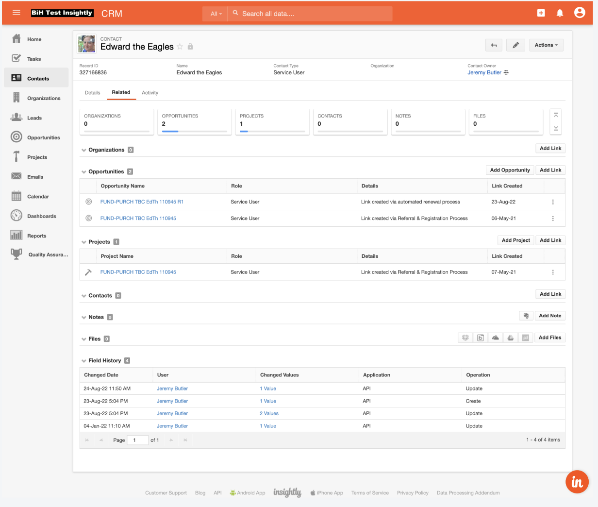 CRM system visual showing part of the fragmented workflow before the redesign