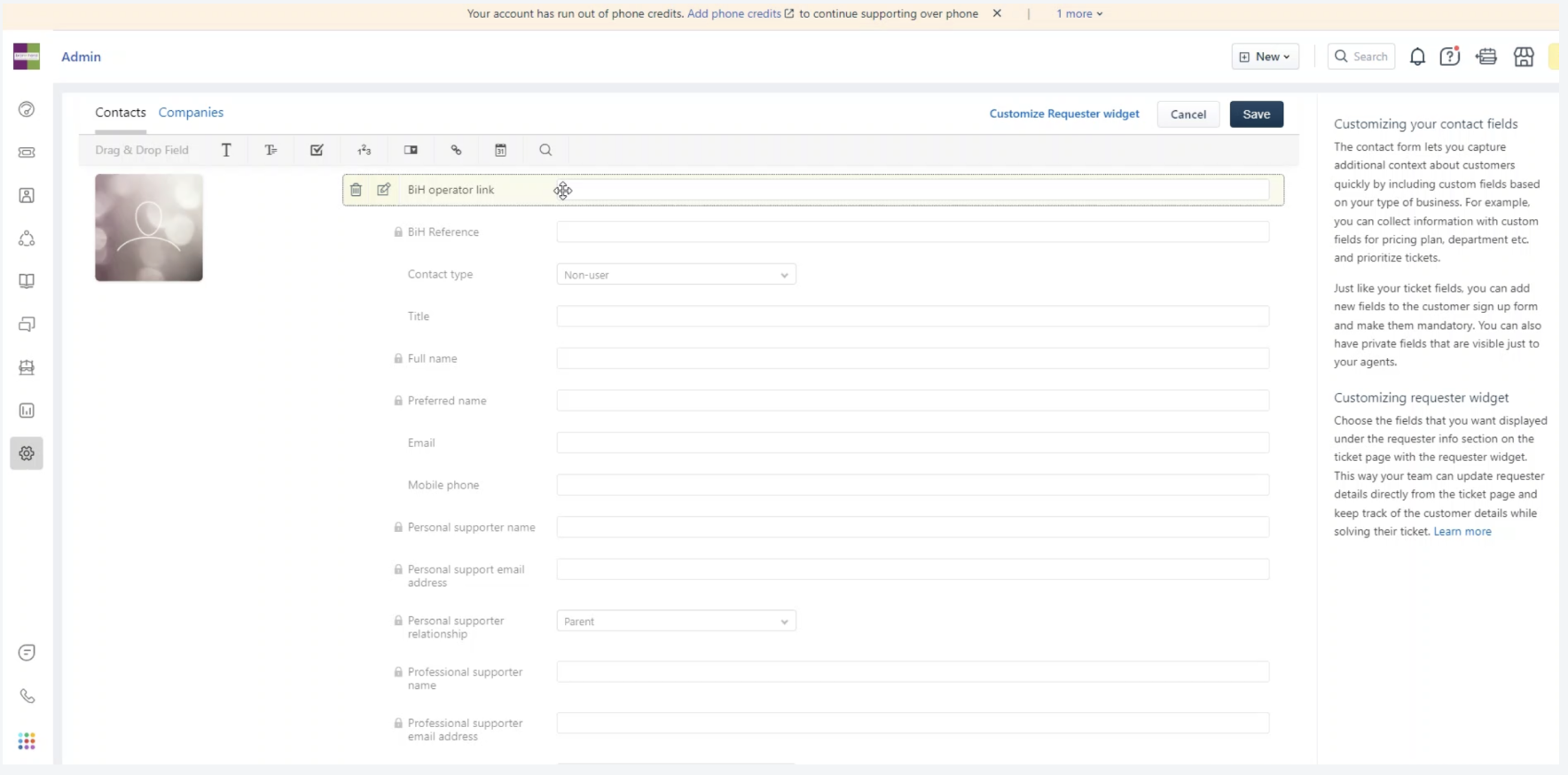 FreshDesk support system visual showing another part of the fragmented workflow before the redesign